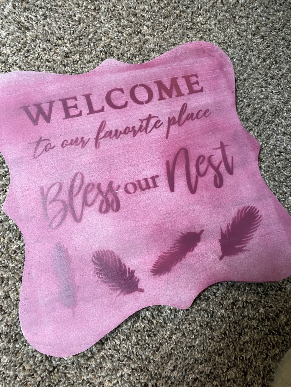 Handmade wooden wall hanging Welcome to our favorite place Bless our Nest